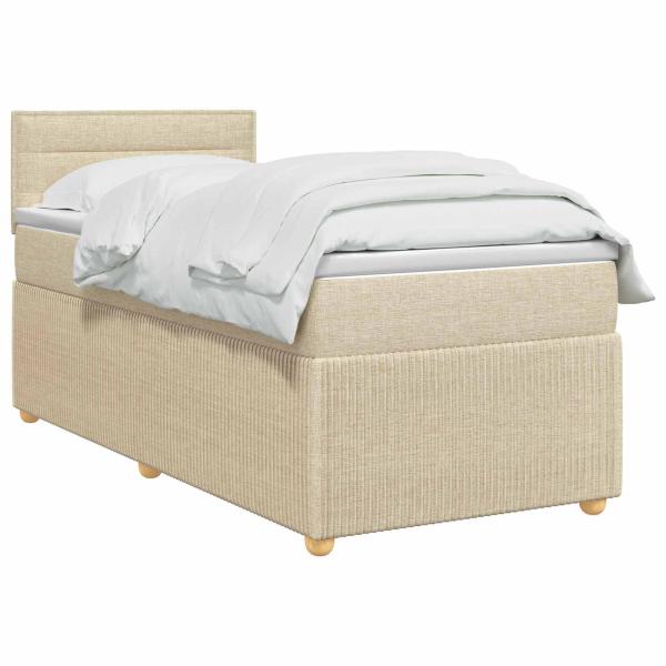 Boxspringbett mit Matratze mit Kopfteil Creme 90 x 200 cm Stoff