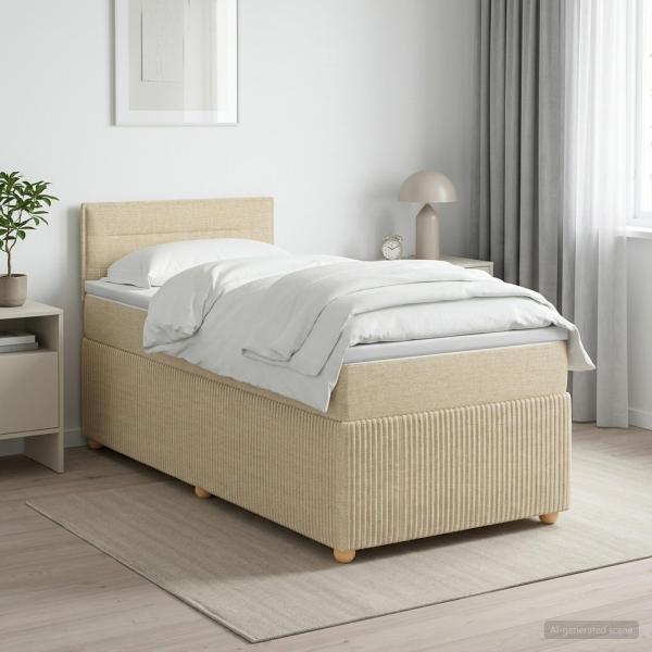 Boxspringbett mit Matratze mit Kopfteil Creme 90 x 200 cm Stoff