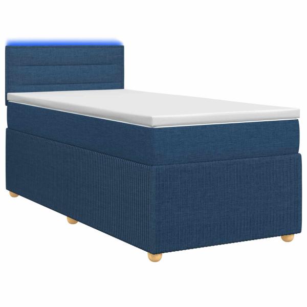 Boxspringbett mit Matratze mit Kopfteil Blau 100 x 200 cm Stoff