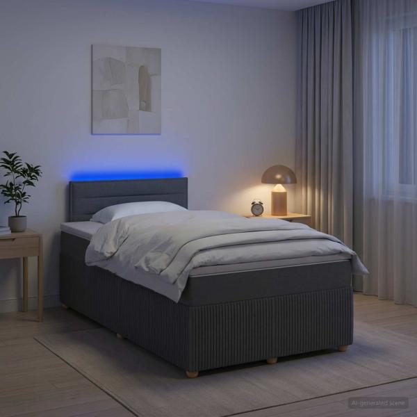 ARDEBO.de - Boxspringbett mit Matratze Dunkelgrau 120 x 200 cm Stoff