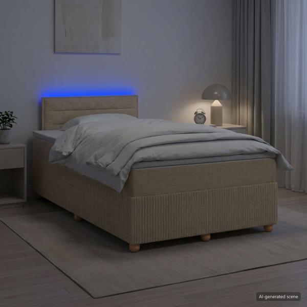 ARDEBO.de - Boxspringbett mit Matratze Creme 120 x 200 cm Stoff