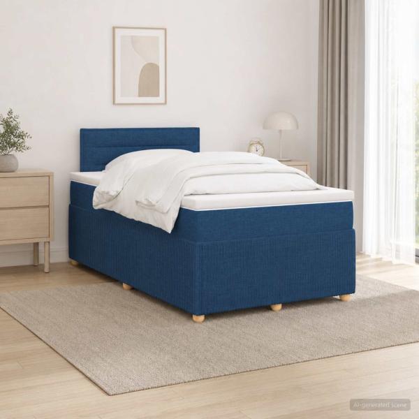Boxspringbett mit Matratze mit Kopfteil Blau 120 x 200 cm Stoff