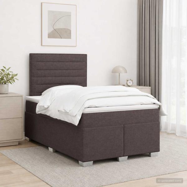 ARDEBO.de - Boxspringbett mit Matratze Dunkelbraun 120 x 190 cm Stoff