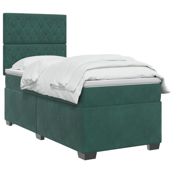 Boxspringbett mit Matratze Dunkelgrün 80 x 200 cm Samt