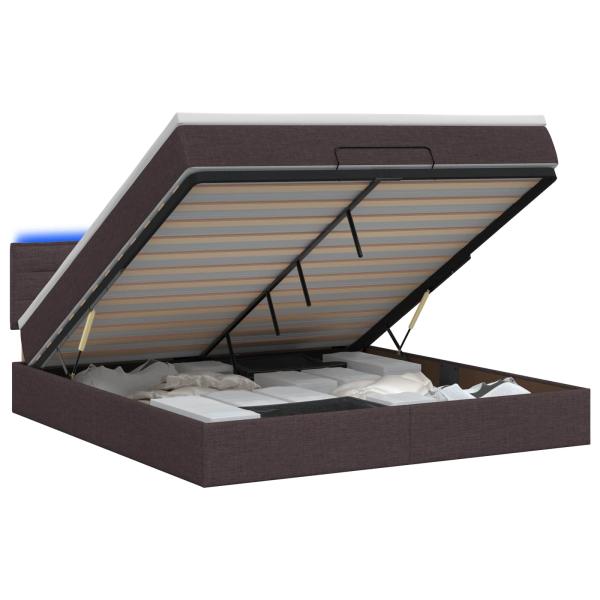 Ottoman-Bett mit Matratze und LED Dunkelbraun 140 x 200 cm
