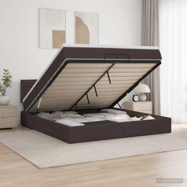 Ottoman-Bett mit Matratze und LED Dunkelbraun 140 x 200 cm
