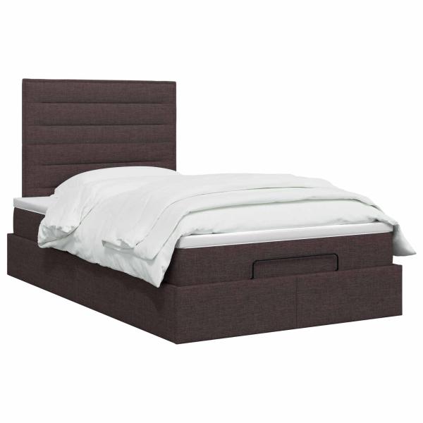 Ottoman Bett mit Matratze Dunkelbraun 120 x 200 cm Stoff