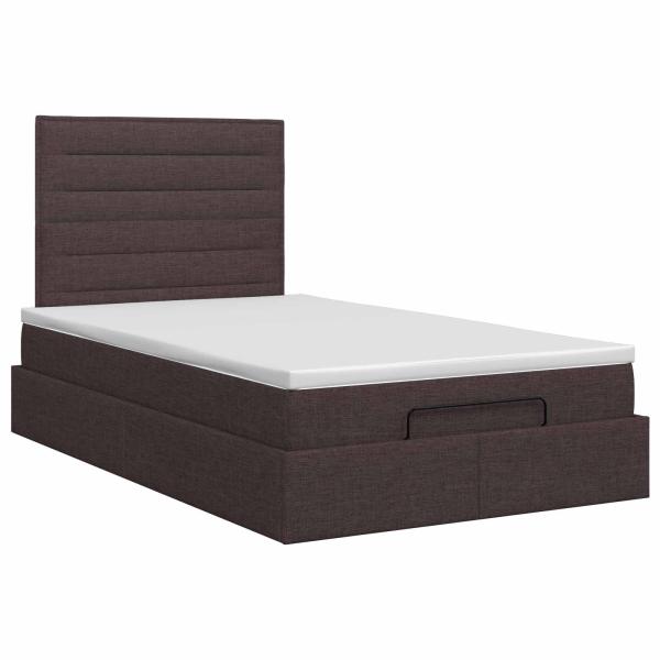 Ottoman Bett mit Matratze Dunkelbraun 120 x 200 cm Stoff