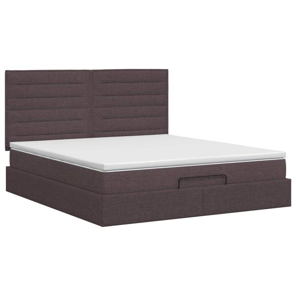 Ottoman Bett mit Matratze Dunkelbraun 140 x 190 cm Stoff