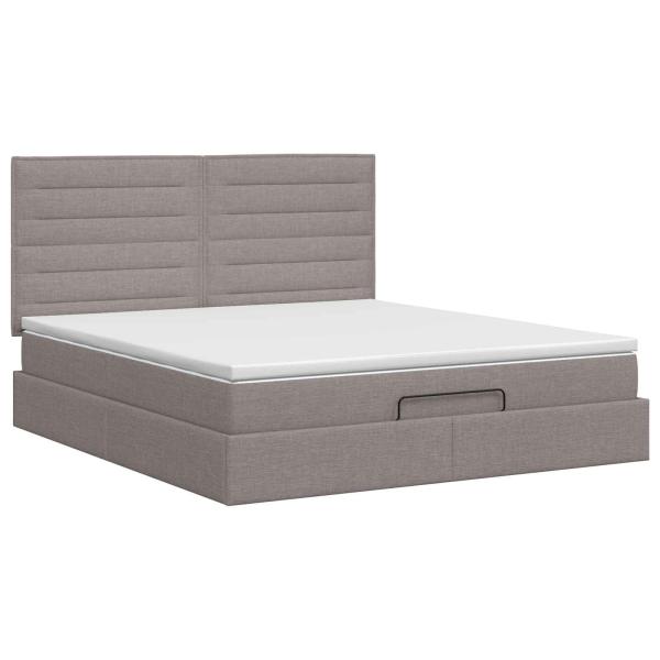 Ottoman Bett mit Matratze mit Kopfteil Taupe 180 x 200 cm Stoff