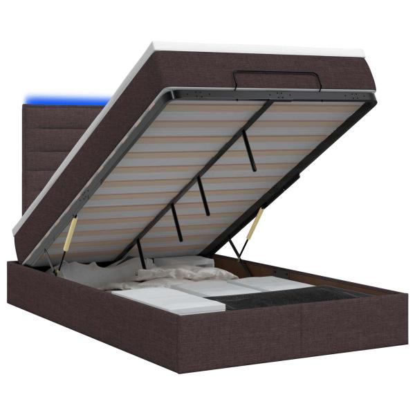 Ottoman-Bett mit Matratze und LED Dunkelbraun 120 x 200 cm