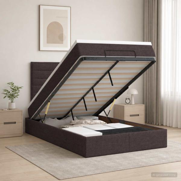 Ottoman-Bett mit Matratze und LED Dunkelbraun 120 x 200 cm