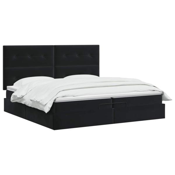 Ottoman-Bett mit Matratze und LED Schwarz 200 x 200 cm Samt