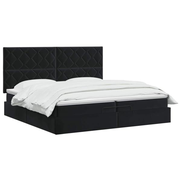 Ottoman-Bett mit Matratze und LED Schwarz 200 x 200 cm Samt