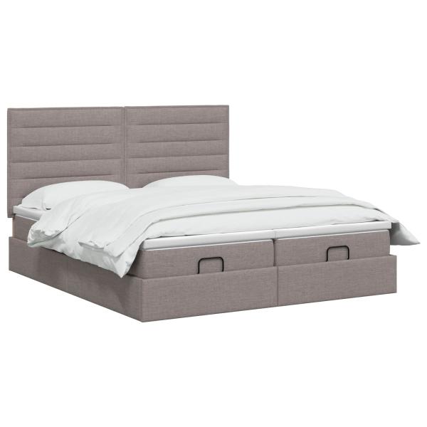 Ottoman-Bett mit Matratze und LED Taupe 160 x 200 cm Stoff