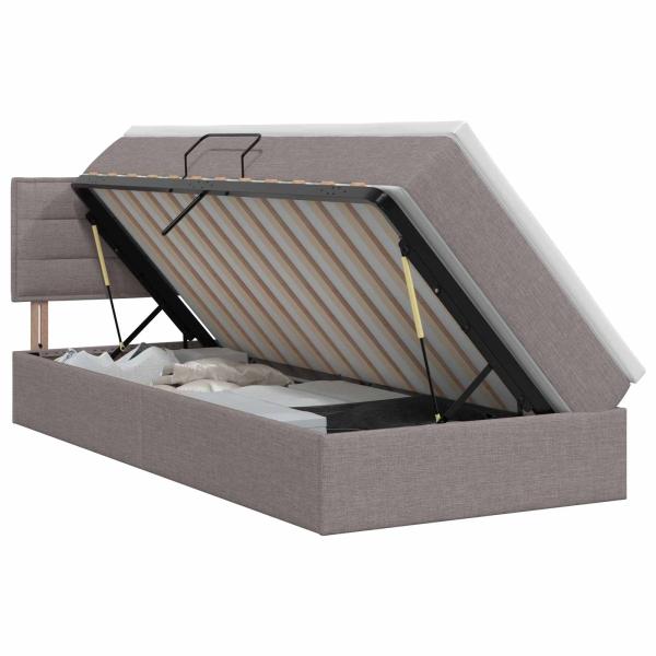 Aufbewahrungsbett mit Matratze Taupe 90 x 200 cm Samt
