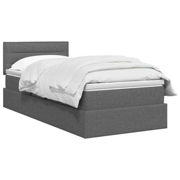 Aufbewahrungsbett mit Matratze Dunkelgrau 100 x 200 cm Samt