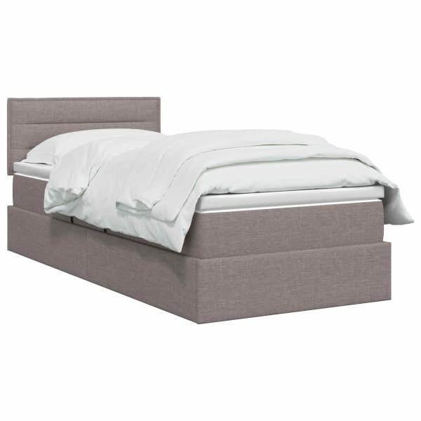 LED-Speicherbett mit Matratze Taupe 90 x 200 cm Stoff