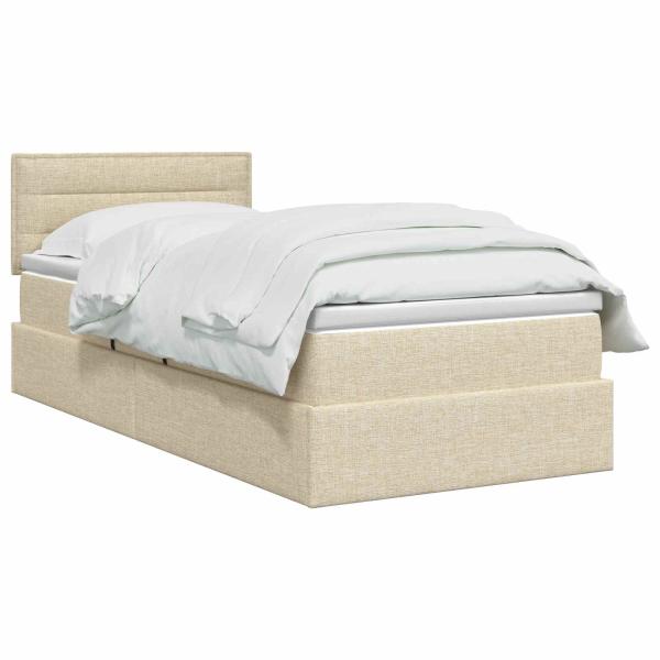 LED-Speicherbett mit Matratze Creme 100 x 200 cm Stoff