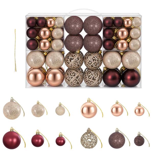 Weihnachtskugeln 100 Stk. Champagner und Braun 3 / 4 / 6 cm