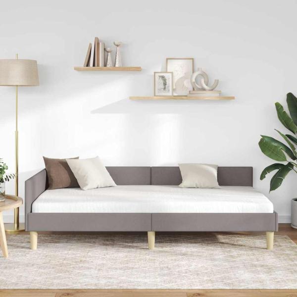 Eckbettgestell Taupe 90 x 190 cm Stoff