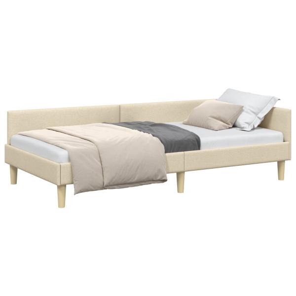 Eckbettgestell Creme 90 x 190 cm Stoff