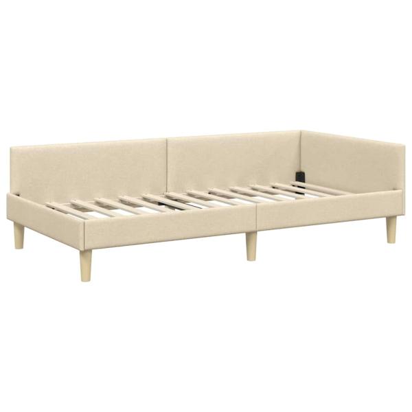 Eckbettgestell Creme 90 x 190 cm Stoff