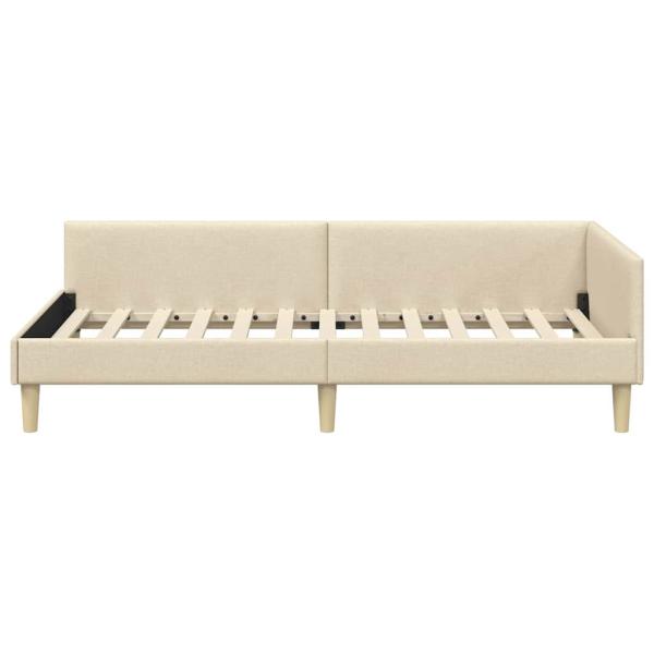 Eckbettgestell Creme 90 x 190 cm Stoff