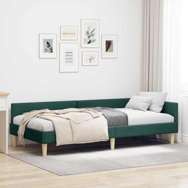 ARDEBO.de - Eckbettgestell Dunkelgrün 90 x 200 cm Stoff