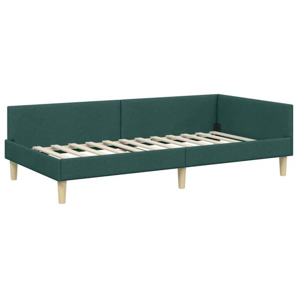 Eckbettgestell Dunkelgrün 90 x 200 cm Stoff