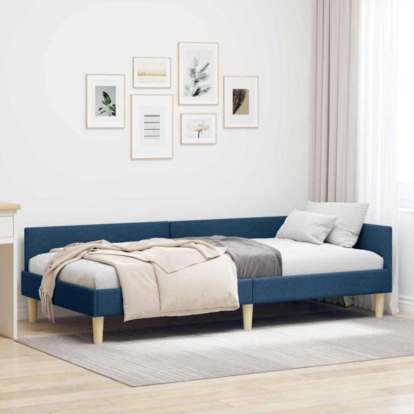 ARDEBO.de - Eckbettgestell Blau 90 x 200 cm Stoff