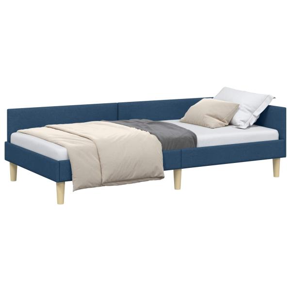 Eckbettgestell Blau 90 x 200 cm Stoff