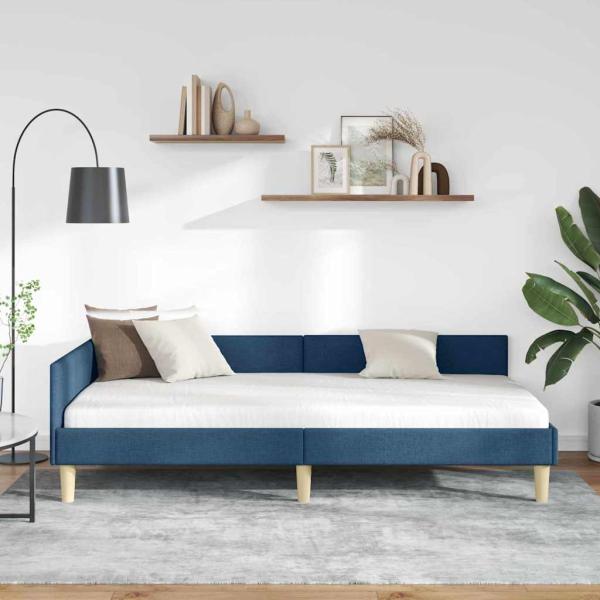 Eckbettgestell Blau 90 x 200 cm Stoff