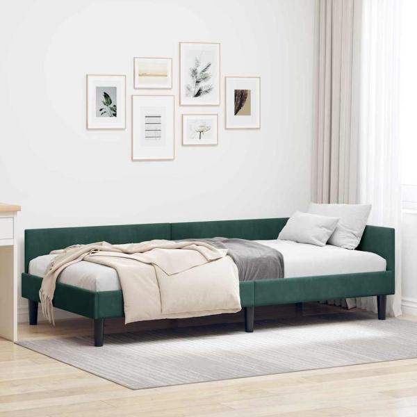 ARDEBO.de - Eckbettgestell Dunkelgrün 90 x 190 cm Samt