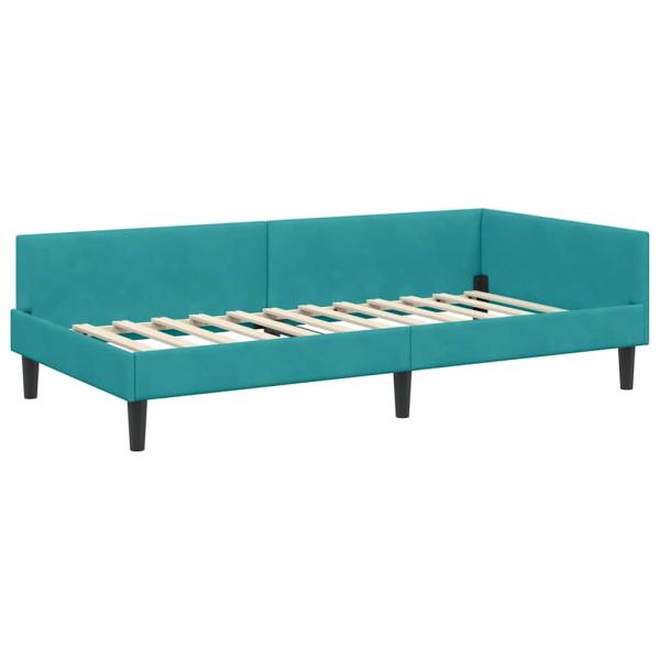 Eckbettgestell Türkis 90 x 200 cm Samt