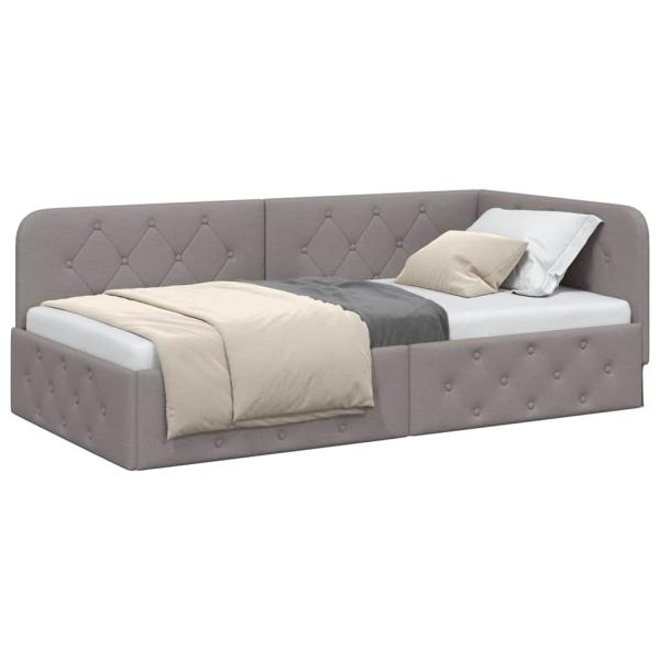 Eckbettgestell Taupe 90 x 200 cm Stoff
