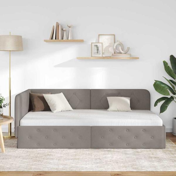 Eckbettgestell Taupe 90 x 200 cm Stoff