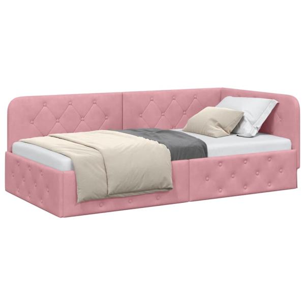 Eckbettgestell Rosa 90 x 190 cm Samt