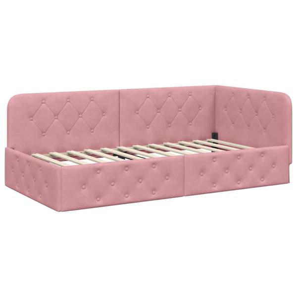Eckbettgestell Rosa 90 x 200 cm Samt