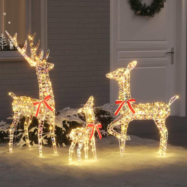 ARDEBO.de - Rentierfamilie 3 stk. 300 LEDs Warmweiß 67 x 26 x 127 cm PET