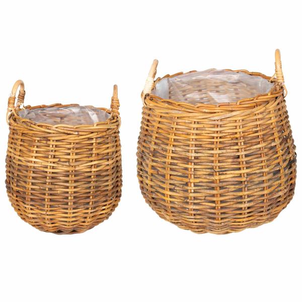 Blumentopf Körbchen GENDT 2 stk. Naturbraun Kubu Rattan