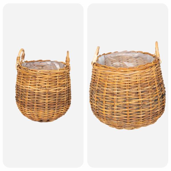 Blumentopf Körbchen GENDT 2 stk. Naturbraun Kubu Rattan