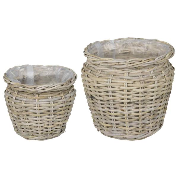 Blumentopfkorb GENDT 2 stk. Natürliches Grau Kubu Rattan