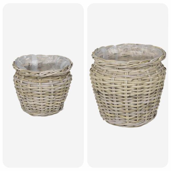Blumentopfkorb GENDT 2 stk. Natürliches Grau Kubu Rattan