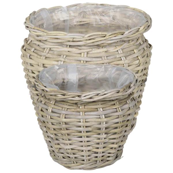Blumentopfkorb GENDT 2 stk. Natürliches Grau Kubu Rattan