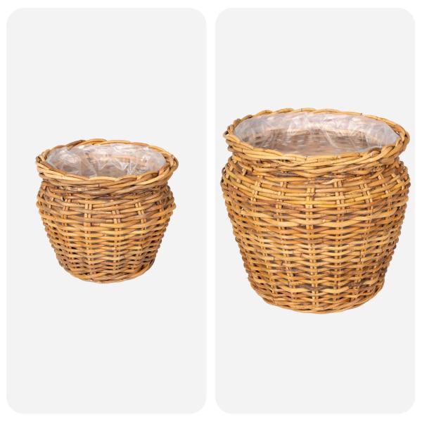 Blumentopfkorb mit Speicher GENDT 2 stk. Naturbraun Kubu Rattan