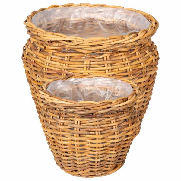 Blumentopfkorb mit Speicher GENDT 2 stk. Naturbraun Kubu Rattan
