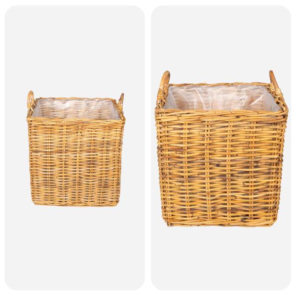 Pflanzer Korb mit Speicher GENDT 2 stk. Naturbraun Kubu Rattan