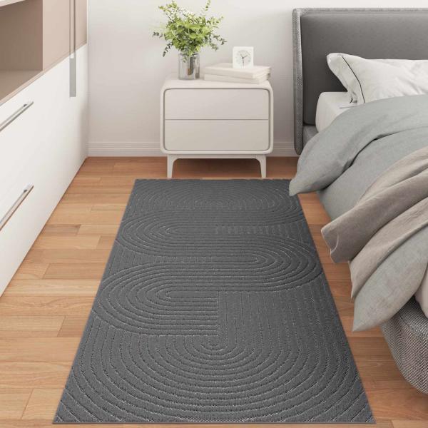 ARDEBO.de - Innen- und Außenteppich PALMERAS Anthrazit 200 x 80 cm