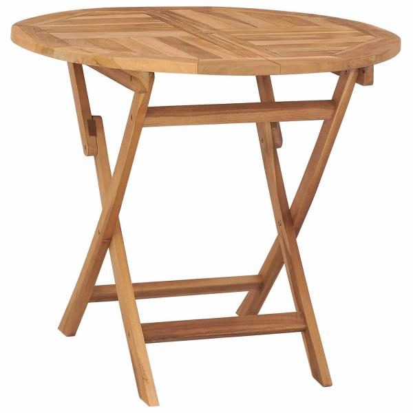 Klappbarer Gartentisch Natur Ø 90 x 75 cm Massives Teakholz